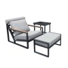 Recliner Patio Chair with Cushions and Ottoman,Waterproof Fabric Soft Cushions with Aluminium Frame - as Pic
