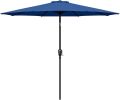 Simple Deluxe 9ft Outdoor Market Table Patio Umbrella with Button Tilt, Crank and 8 Sturdy Ribs for Garden, Blue - as Pic