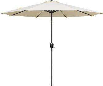 Simple Deluxe 9ft Outdoor Market Table Patio Umbrella with Button Tilt, Crank and 8 Sturdy Ribs for Garden, Beige - as Pic