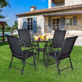 4-Pack Patio Folding Chairs Portable for Outdoor Camping - Black
