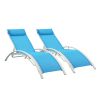 (Only for Pickup)Reclining Sun Lounger Set (Set of 2) - Blue