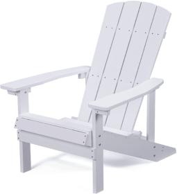 Patio Hips Plastic Adirondack Chair Lounger Weather Resistant Furniture for Lawn Balcony in White - as Pic