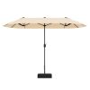 13 Feet Double-Sided Patio Twin Table Umbrella with Crank Handle - Beige