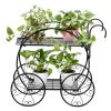 Paint With Handle Cart Shape 2 Layer Plant Stand Black - Black
