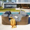 U_Style Customizable Outdoor Patio Furniture Set, Wicker Furniture Sofa Set with Thick Cushions, Suitable for Backyard, Porch. - as Pic