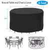 Circular Table Cover UV Water Resistant Outdoor Furniture Protector For Small Round Table Chairs Set - 6 Seat