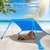 Foldable Beach Canopy Tent Collapsible Shade Sail Sun Protection Windproof Shelter 4 Sandbag 2 Pole Portable Storage Bag Rectangle Blue - Blu_3_3_2M