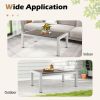 Modern Rectangular Patio Coffee Table with Plastic Wood Tabletop and Rustproof Aluminum Frame - Gray