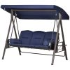 Outdoor Patio Swing Chair (Swiship ship)( Prohibited by WalMart ) - Brown Frame, Dark Blue Cushions