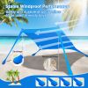 Foldable Beach Canopy Tent Collapsible Shade Sail Sun Protection Windproof Shelter 4 Sandbag 2 Pole Portable Storage Bag Rectangle Blue - Blu_3_3_2M
