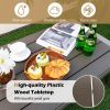 Modern Rectangular Patio Coffee Table with Plastic Wood Tabletop and Rustproof Aluminum Frame - Gray