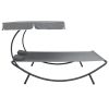 Patio Lounge Bed with Canopy and Pillows Gray - Grey