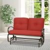 Patio Swing Glider Bench Outdoor Cushioed 2 Person Rocking Chair Garden Loveseat;  Brick Red - Red