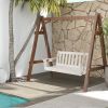 54 Inch HDPE Patio Porch Swing with Cup Holder - White