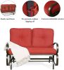 Patio Swing Glider Bench Outdoor Cushioed 2 Person Rocking Chair Garden Loveseat;  Brick Red - Red