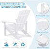 Patio Hips Plastic Adirondack Chair Lounger Weather Resistant Furniture for Lawn Balcony in White - as Pic