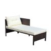 Outdoor patio Furniture sets 3 piece Conversation set wicker Ratten Sectional Sofa With Seat Cushions(Beige Cushion) - as Pic