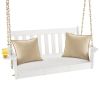 54 Inch HDPE Patio Porch Swing with Cup Holder - White