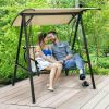 2 Person Patio Swing with Weather Resistant Glider and Adjustable Canopy - Beige