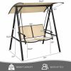 2 Person Patio Swing with Weather Resistant Glider and Adjustable Canopy - Beige