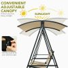 2 Person Patio Swing with Weather Resistant Glider and Adjustable Canopy - Beige