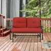 Patio Swing Glider Bench Outdoor Cushioed 2 Person Rocking Chair Garden Loveseat;  Brick Red - Red
