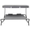 Patio Lounge Bed with Canopy and Pillows Gray - Grey