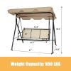 3 Person Steel Frame Patio Swing with Polyester Angle and Adjustable Canopy - Brown