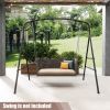 Patio Metal Swing Stand with Double Side Bars and 2-Ring Design - Black