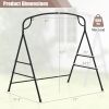 Patio Metal Swing Stand with Double Side Bars and 2-Ring Design - Black