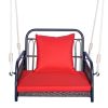 Patio Rattan Porch Swing Hammock Chair with Seat Cushion - Red