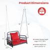 Patio Rattan Porch Swing Hammock Chair with Seat Cushion - Red