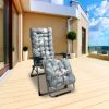 67x22in Chaise Lounger Cushion Recliner Rocking Chair Sofa Mat Deck Chair Cushion - Grey_GreenLeaf