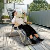 67x22in Chaise Lounger Cushion Recliner Rocking Chair Sofa Mat Deck Chair Cushion - Grey_GreenLeaf