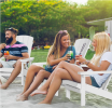 Patio Hips Plastic Adirondack Chair Lounger Weather Resistant Furniture for Lawn Balcony in White - as Pic