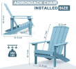 Patio Hips Plastic Adirondack Chair Lounger Weather Resistant Furniture for Lawn Balcony in Lake Blue - as Pic