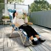 67x22in Chaise Lounger Cushion Recliner Rocking Chair Sofa Mat Deck Chair Cushion - White_BlueLeaf