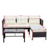 Outdoor patio Furniture sets 3 piece Conversation set wicker Ratten Sectional Sofa With Seat Cushions(Beige Cushion) - as Pic