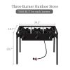 Outdoor Camp Stove High Pressure Propane Gas Cooker Portable Cast Iron Patio Cooking Burner (Three Burner 225000-BTU) - Picture shows