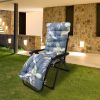 67x22in Chaise Lounger Cushion Recliner Rocking Chair Sofa Mat Deck Chair Cushion - Blue_MultiLeaf