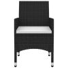 5 Piece Patio Dining Set with Cushions Poly Rattan and Glass - Black
