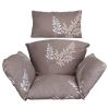 Egg Chair Cushion Hanging Basket Seat Cushion Thicken Soft Egg Swing Chair Pad Hanging Egg Chair Cushion with Headrest - Coffee_BeigeLeaf