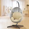 Large Hanging Egg Chair with Metal Stand and UV Resistant Cushion Hammock Chairs with C-Stand for Outdoor Indoor - Beige