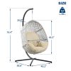 Large Hanging Egg Chair with Metal Stand and UV Resistant Cushion Hammock Chairs with C-Stand for Outdoor Indoor - Beige