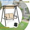 2 Person Patio Swing with Weather Resistant Glider and Adjustable Canopy - Beige