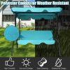 3 Seat Outdoor Patio Canopy Swing with Cushioned Steel Frame - Blue
