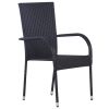 Stackable Patio Chairs 2 pcs Poly Rattan Black - Black