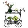 Paint With Handle Cart Shape 2 Layer Plant Stand Black - Black