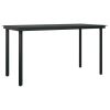 5 Piece Patio Dining Set with Cushions Poly Rattan and Glass - Black