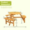 6-Person Circular Outdoor Wooden Picnic Table for Patio, Backyard, Garden, DIY w/ 3 Built-in Benches, 1720lb Capacity - Natural - as Pic